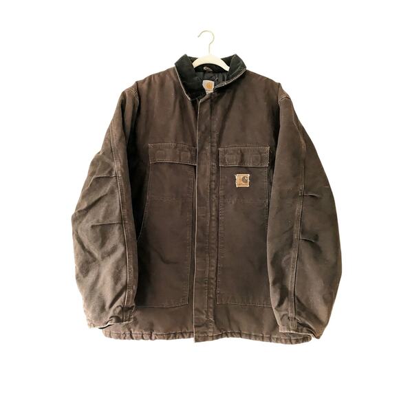 Vintage 1990's Carhartt Men's Brown Chore Workwear Jacket XL Tall - Picture 1 of 7